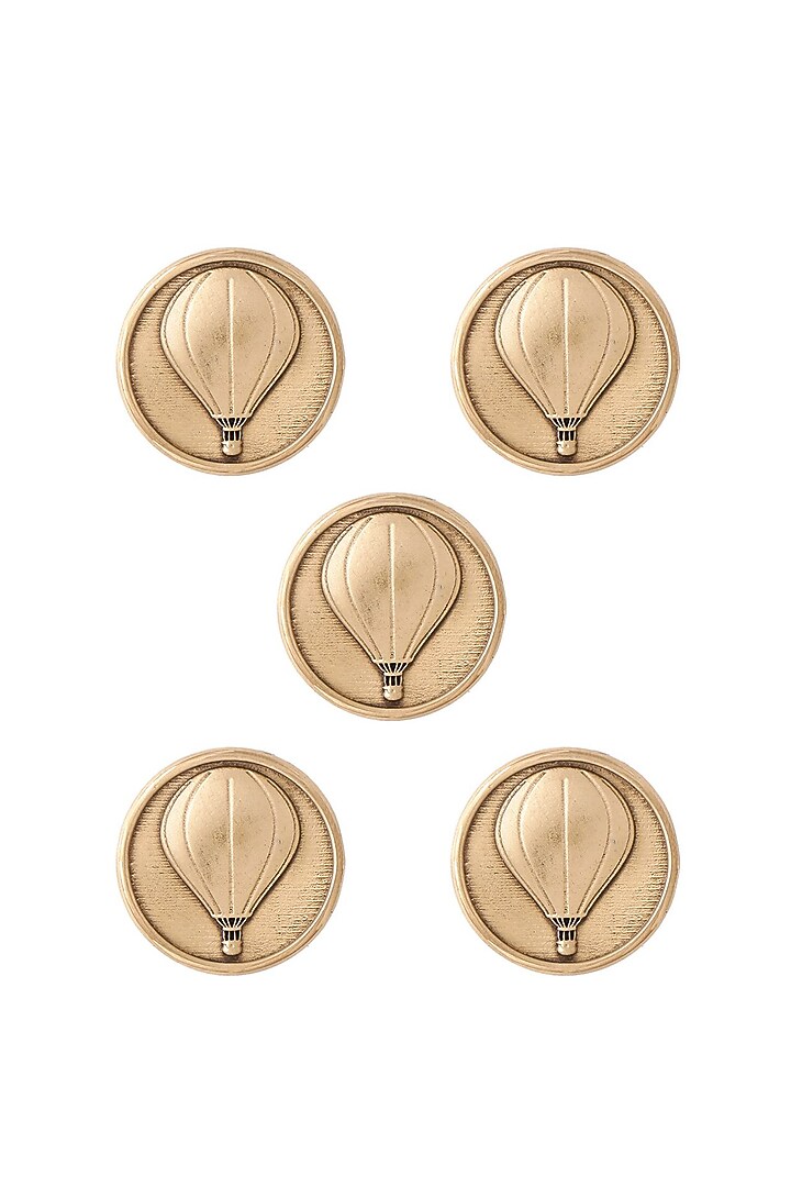 Antique Gold Air Balloon Buttons (Set of 5) by Cosa Nostraa at Pernia's Pop Up Shop