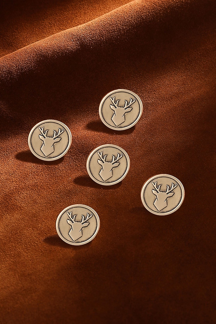 Antique Gold Imperial Stag Buttons (Set of 5) by Cosa Nostraa at Pernia's Pop Up Shop