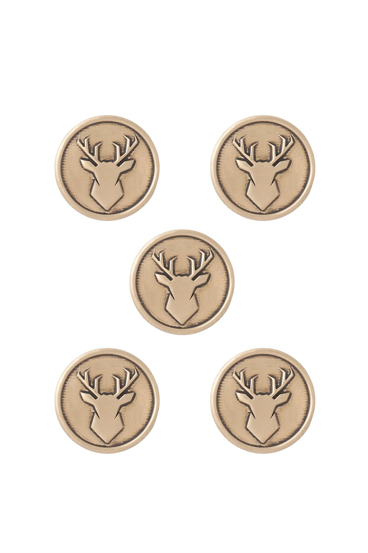 Antique Gold Imperial Stag Buttons (Set of 5) by Cosa Nostraa at Pernia's Pop Up Shop