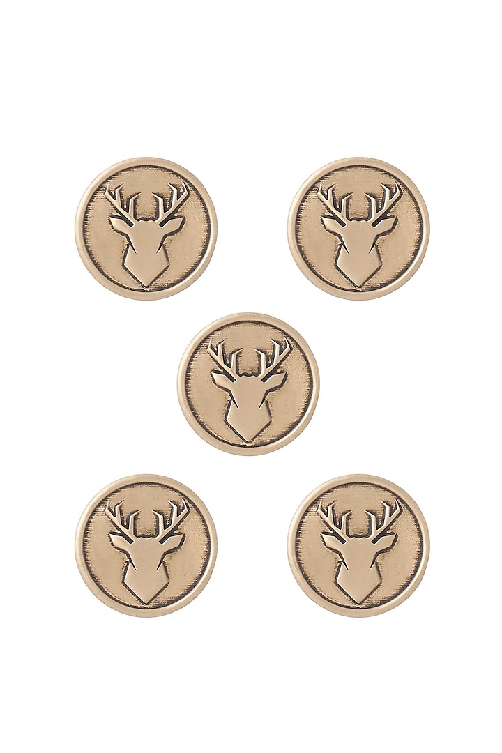 Antique Gold Imperial Stag Buttons (Set of 5) by Cosa Nostraa at Pernia's Pop Up Shop