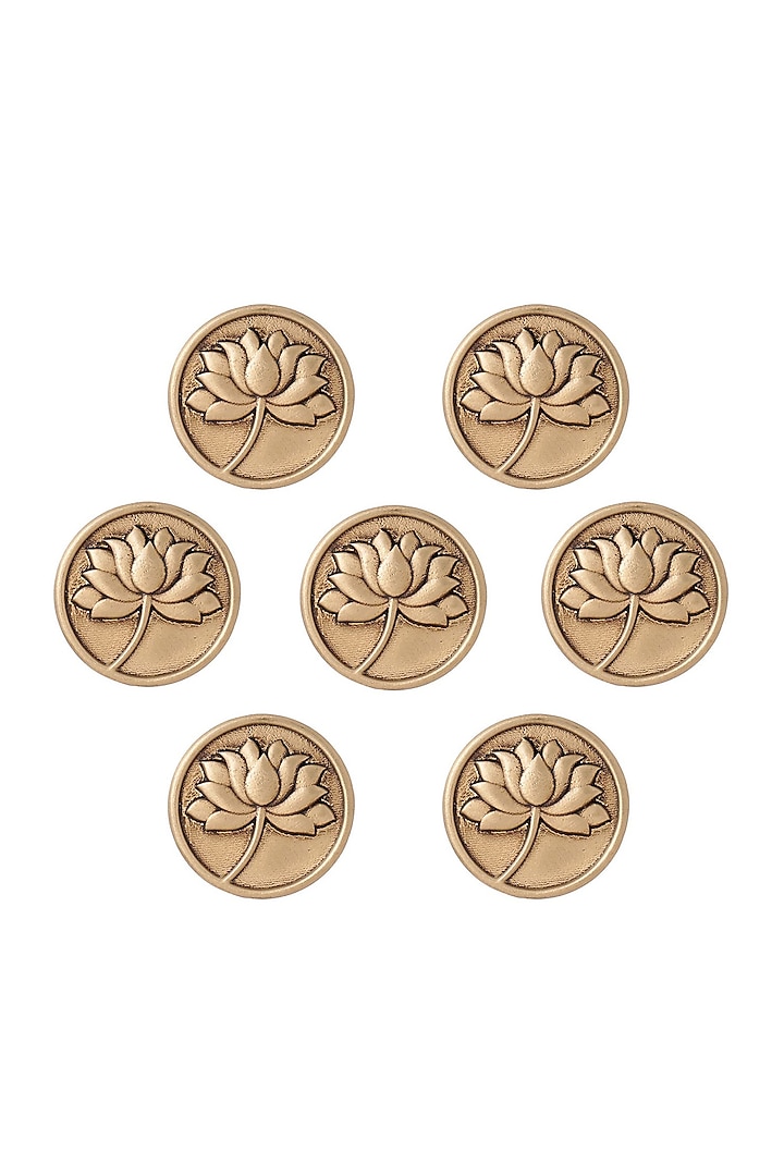 Antique Gold Divine Lotus Buttons (Set of 7) by Cosa Nostraa at Pernia's Pop Up Shop