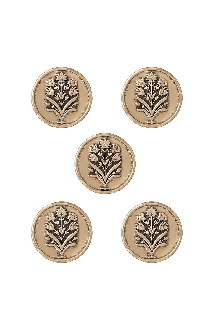 Antique Gold Floral Wonder Buttons (Set of 5) by Cosa Nostraa at Pernia's Pop Up Shop