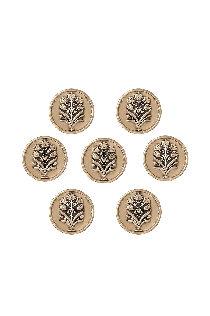 Antique Gold Floral Wonder Buttons (Set of 7) by Cosa Nostraa at Pernia's Pop Up Shop