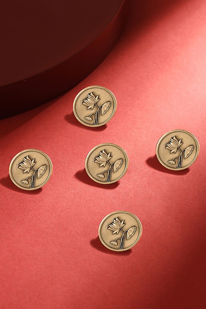 Antique Gold Lotus Magic Buttons (Set of 5) by Cosa Nostraa at Pernia's Pop Up Shop