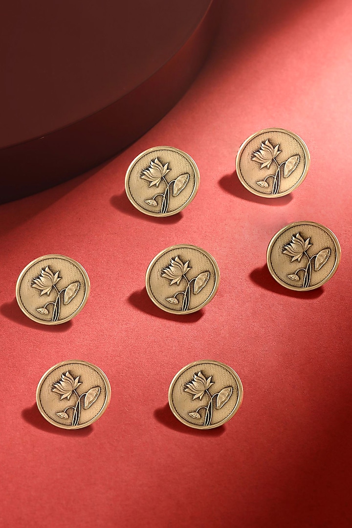 Antique Gold Lotus Magic Buttons (Set of 7) by Cosa Nostraa at Pernia's Pop Up Shop