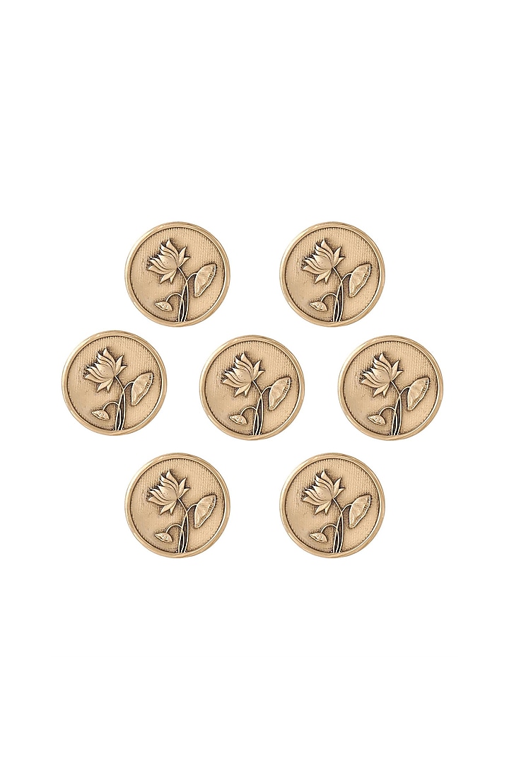 Antique Gold Lotus Magic Buttons (Set of 7) by Cosa Nostraa at Pernia's Pop Up Shop