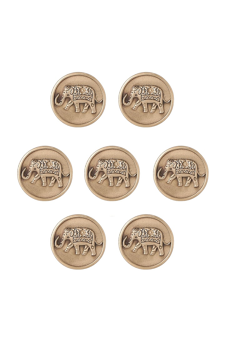Antique Gold Royal Elephant Buttons (Set of 5) by Cosa Nostraa at Pernia's Pop Up Shop