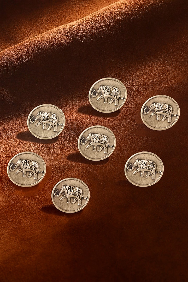 Antique Gold Royal Elephant Buttons (Set of 7) by Cosa Nostraa at Pernia's Pop Up Shop