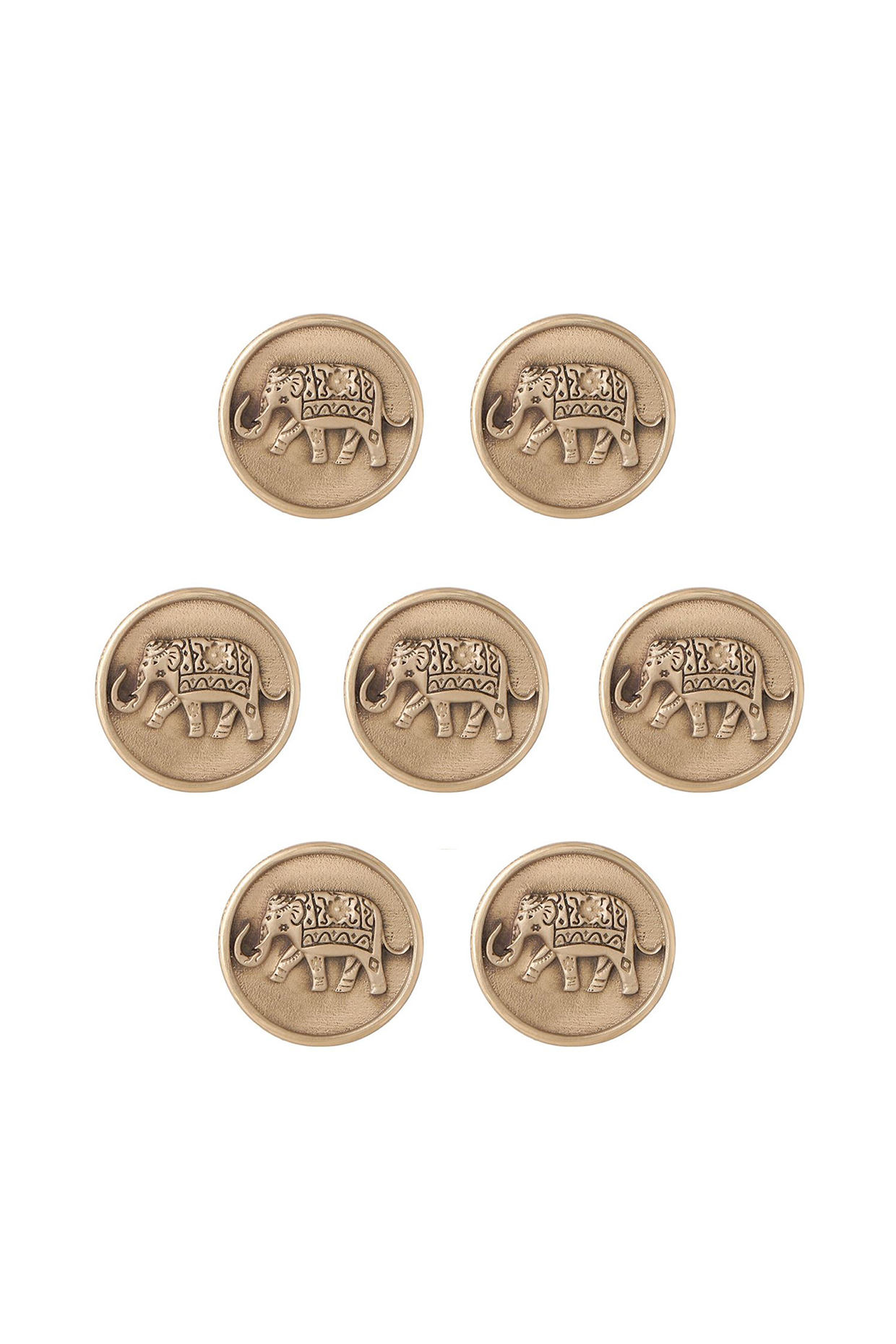 Antique Gold Royal Elephant Buttons (Set of 7) by Cosa Nostraa at Pernia's Pop Up Shop