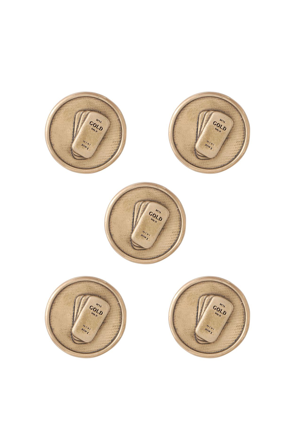 Antique Gold Biscuit Buttons (Set of 5) by Cosa Nostraa at Pernia's Pop Up Shop