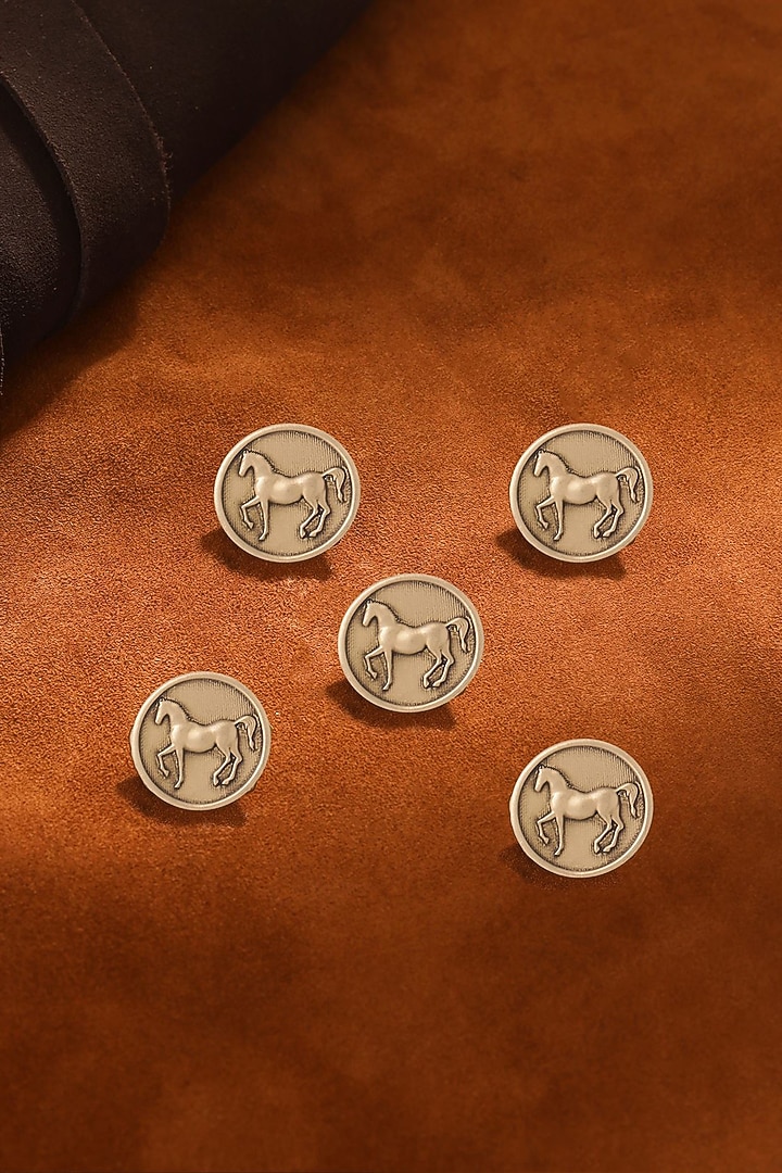 Antique Gold Stallion Shimmer Buttons (Set of 5) by Cosa Nostraa at Pernia's Pop Up Shop