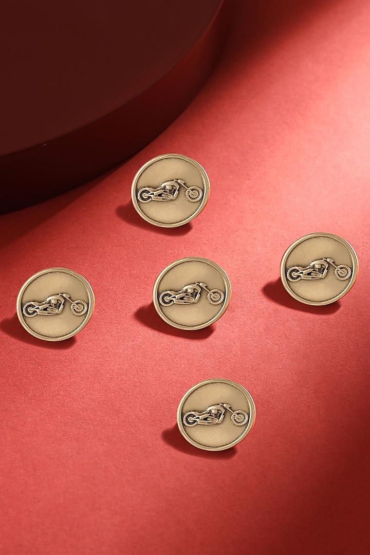 Antique Gold Bold Biker Buttons (Set of 5) by Cosa Nostraa at Pernia's Pop Up Shop