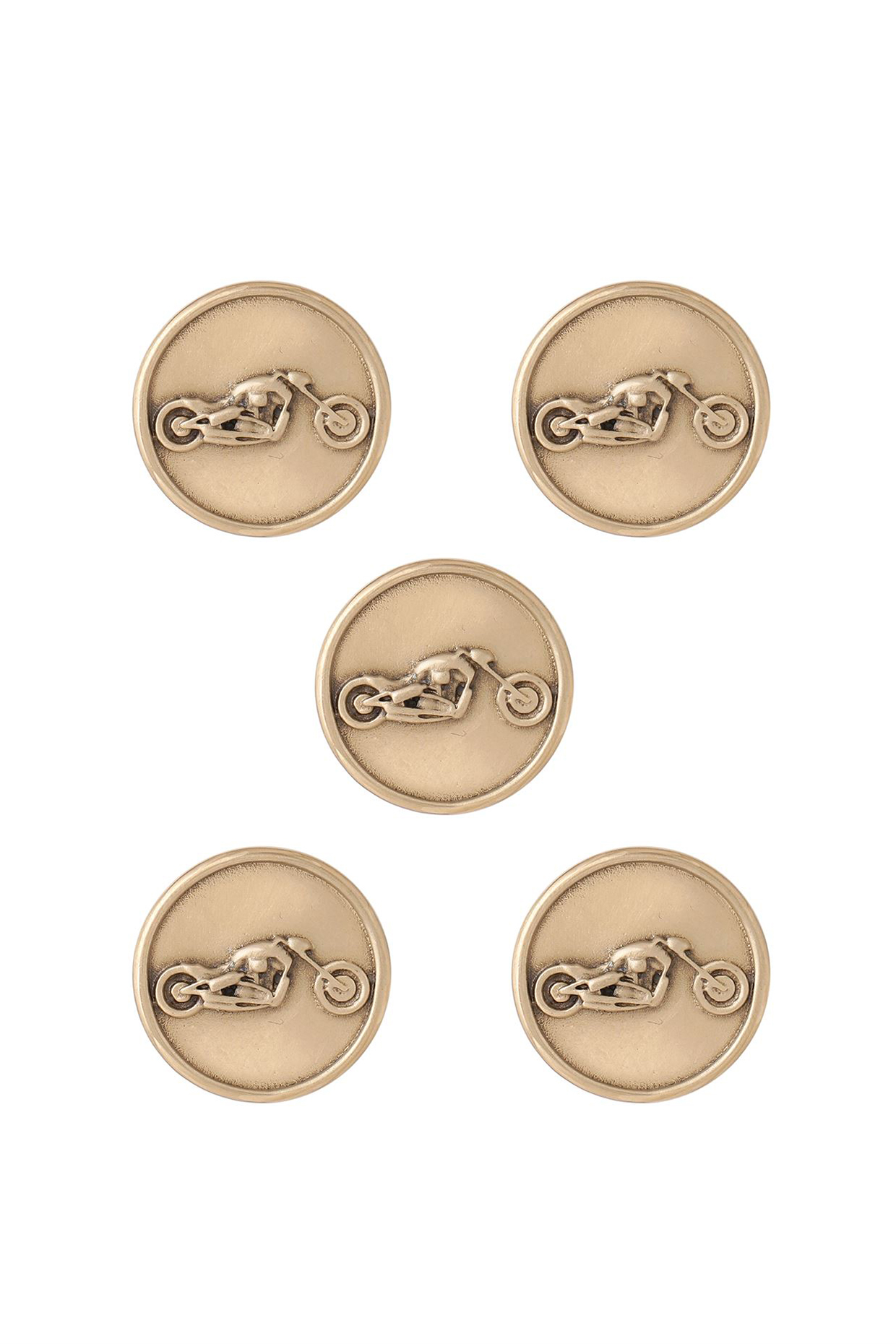 Antique Gold Bold Biker Buttons (Set of 5) by Cosa Nostraa at Pernia's Pop Up Shop