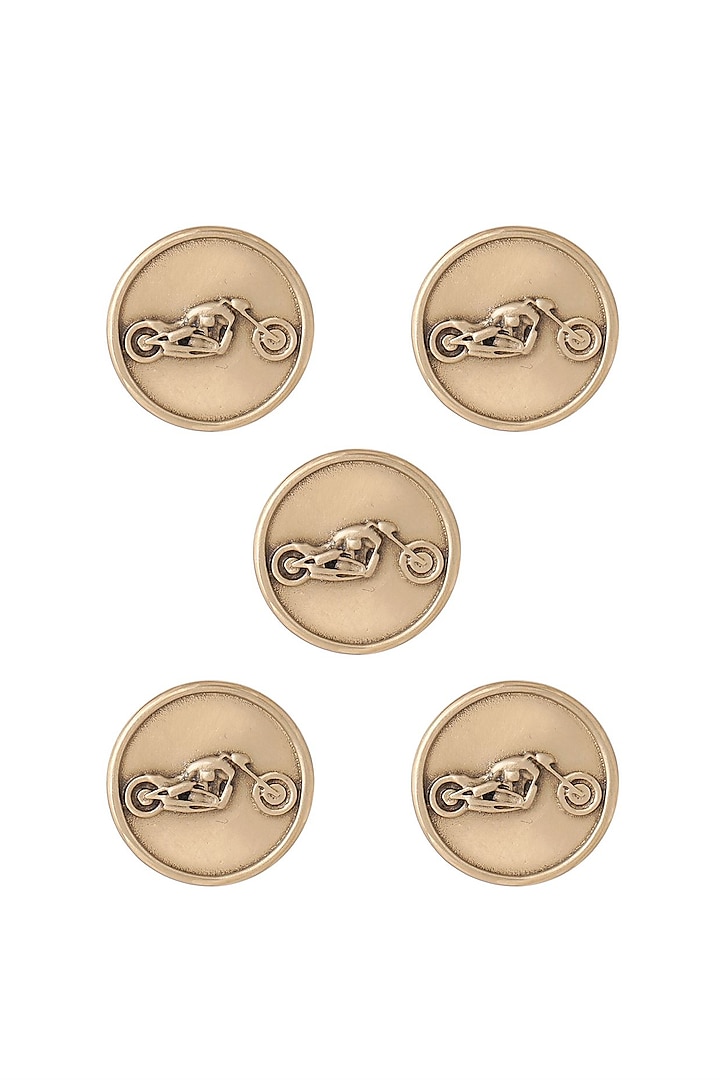 Antique Gold Bold Biker Buttons (Set of 5) by Cosa Nostraa at Pernia's Pop Up Shop