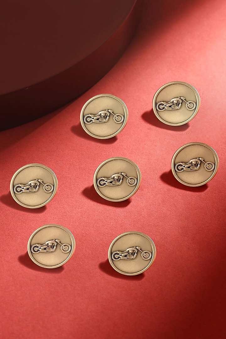 Antique Gold Bold Biker Buttons (Set of 7) by Cosa Nostraa at Pernia's Pop Up Shop