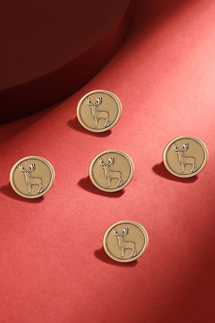Antique Gold Daring Deer Buttons (Set of 5) by Cosa Nostraa at Pernia's Pop Up Shop