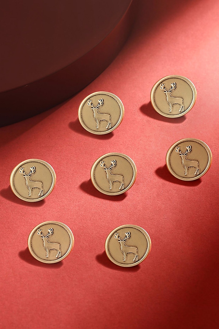 Antique Gold Daring Deer Buttons (Set of 7) by Cosa Nostraa at Pernia's Pop Up Shop