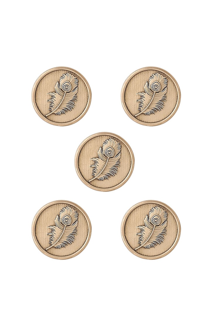 Antique Gold Peacock Grace Buttons (Set of 5) by Cosa Nostraa at Pernia's Pop Up Shop