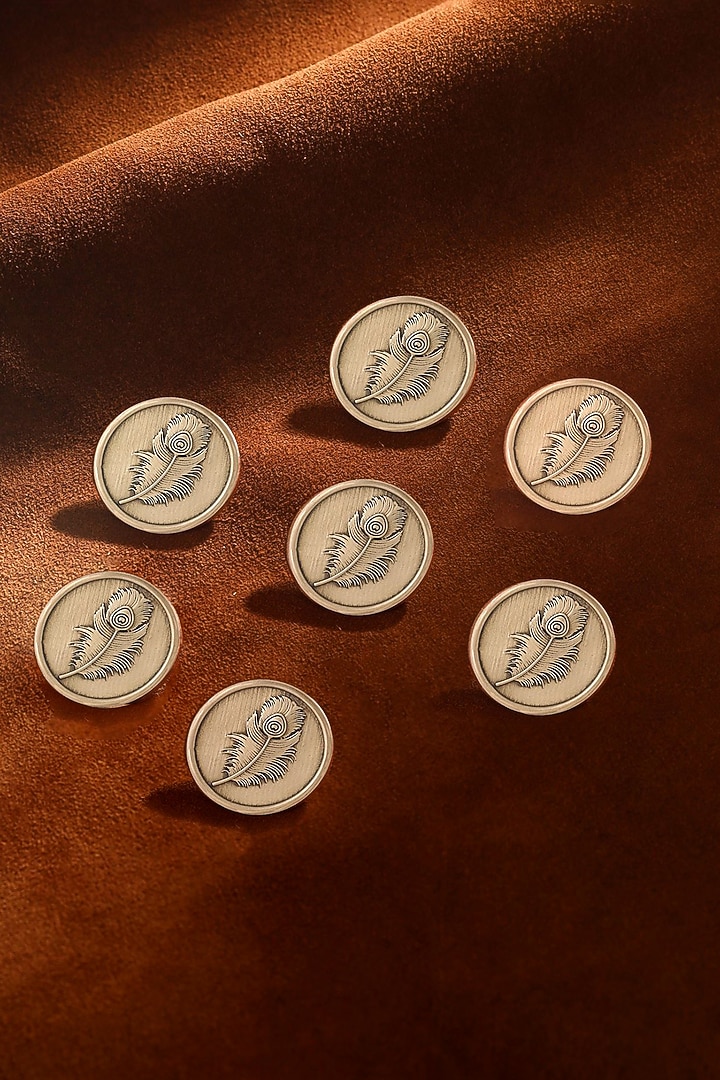 Antique Gold Peacock Grace Buttons (Set of 7) by Cosa Nostraa at Pernia's Pop Up Shop