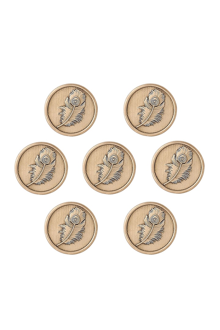 Antique Gold Peacock Grace Buttons (Set of 7) by Cosa Nostraa at Pernia's Pop Up Shop