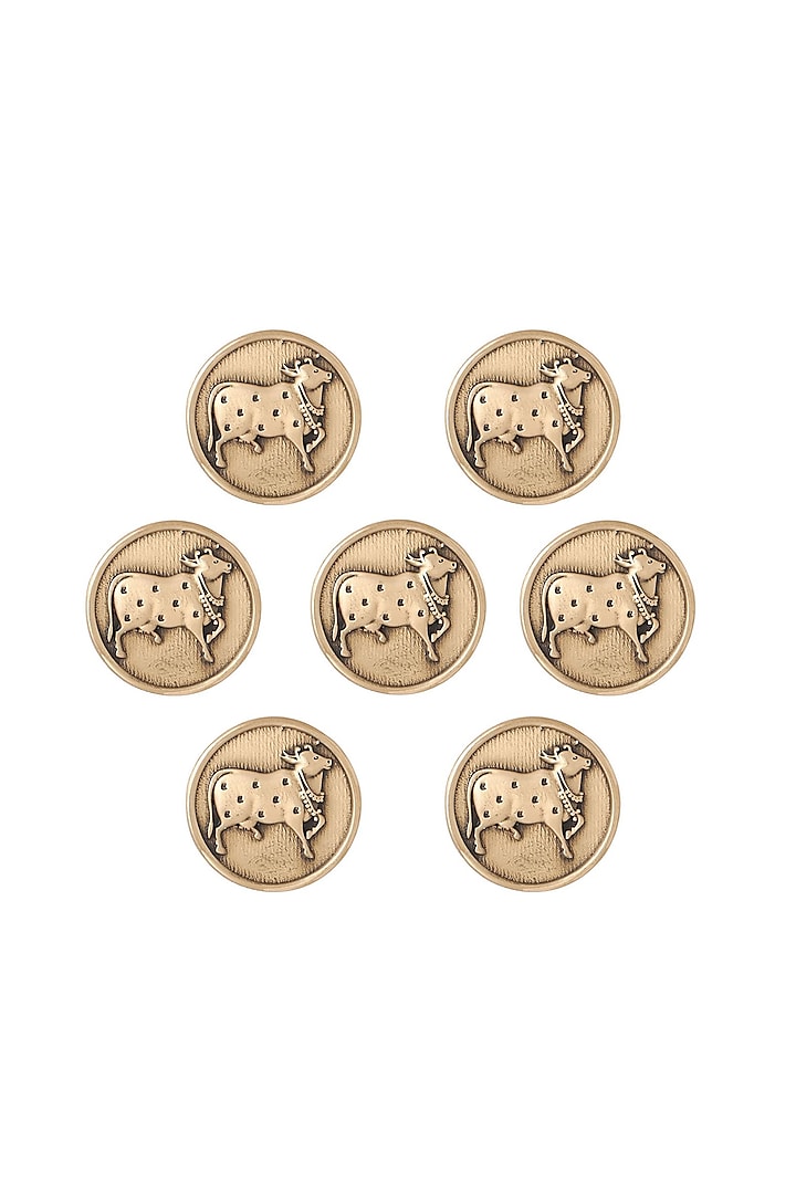 Antique Gold Classy Cow Buttons (Set of 7) by Cosa Nostraa at Pernia's Pop Up Shop