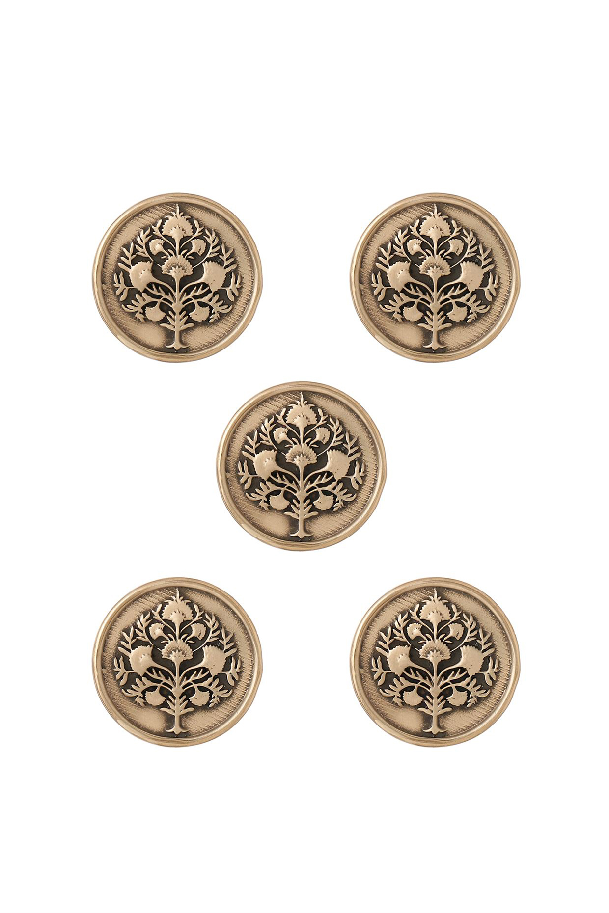 Antique Gold Tree Motif Buttons (Set of 5) by Cosa Nostraa at Pernia's Pop Up Shop