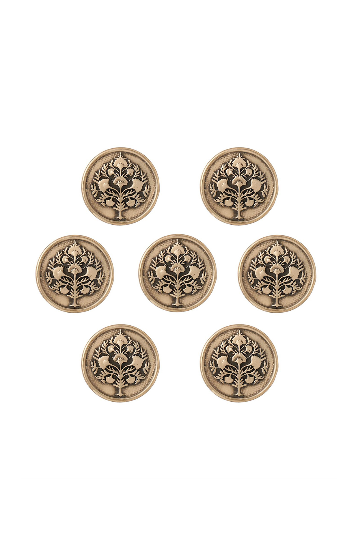 Antique Gold Tree Motif Buttons (Set of 7) by Cosa Nostraa at Pernia's Pop Up Shop
