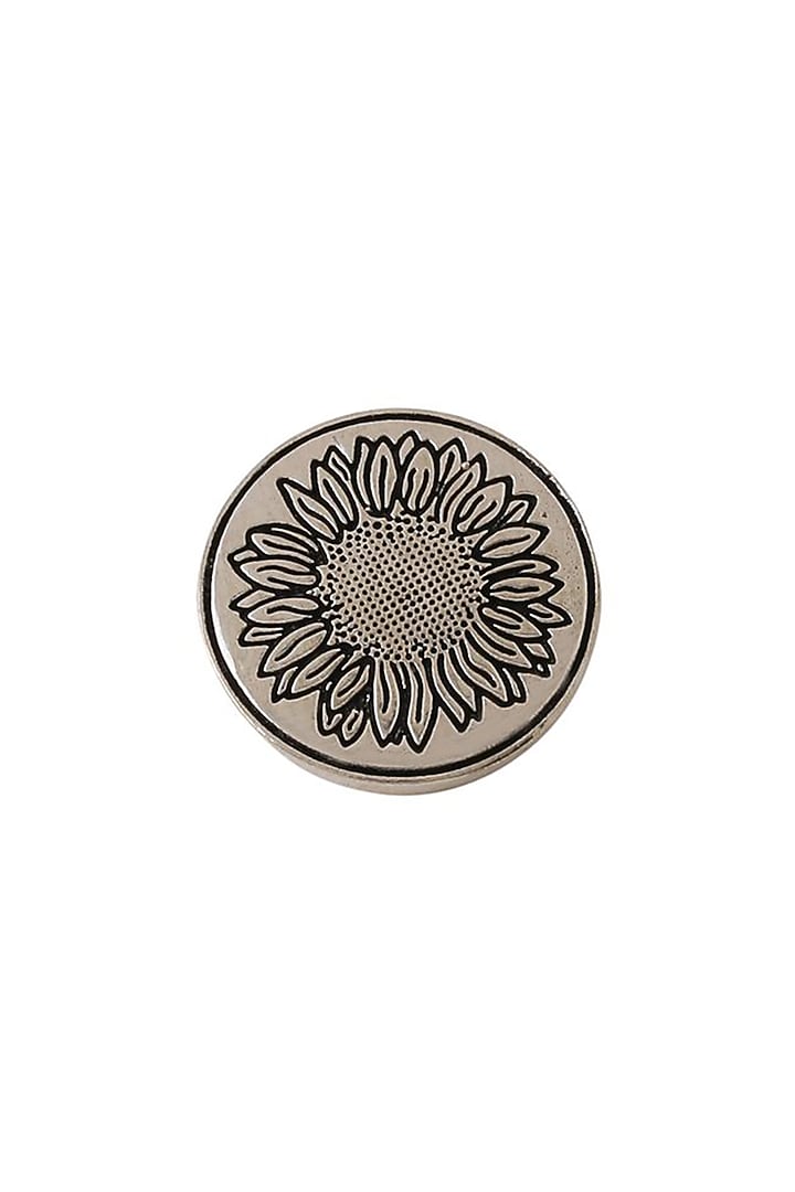 Dark Grey Sunflower Glitter Buttons (Set of 5) by Cosa Nostraa at Pernia's Pop Up Shop