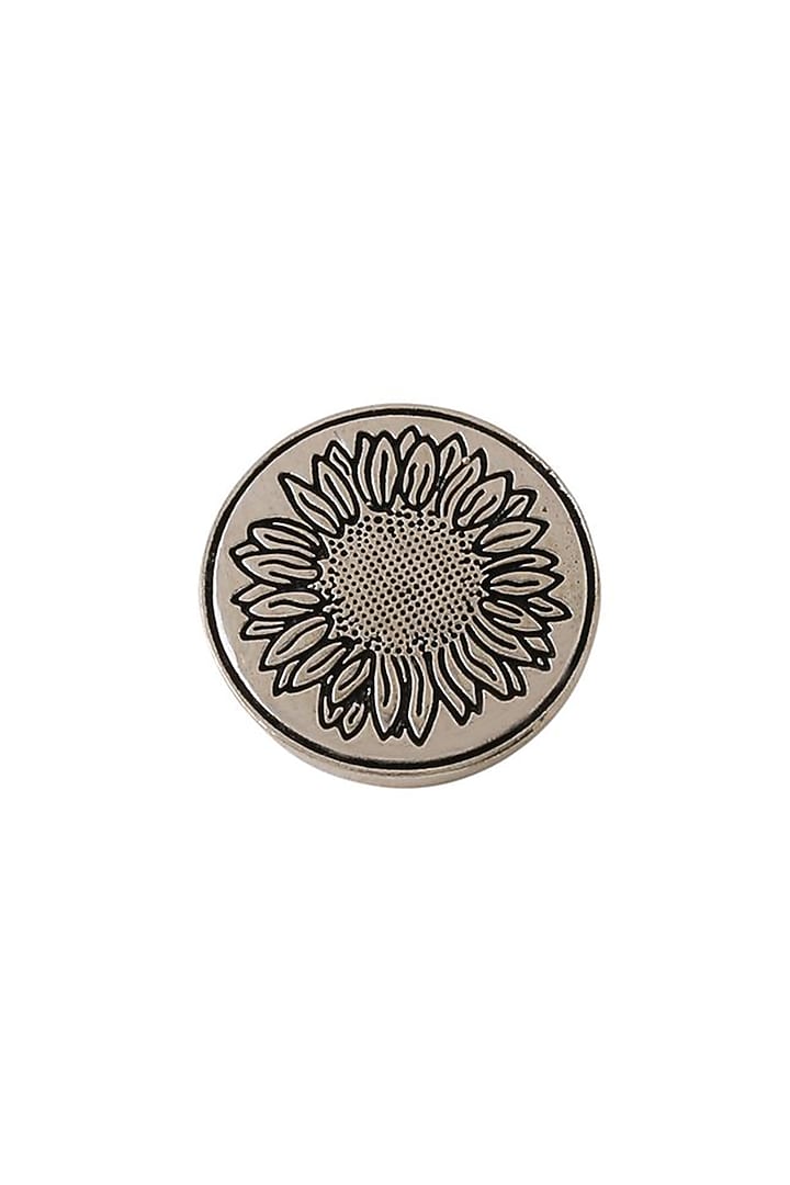 Dark Grey Sunflower Glitter Buttons (Set of 7) by Cosa Nostraa at Pernia's Pop Up Shop