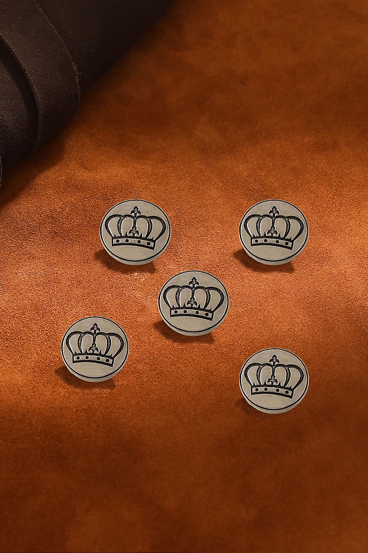 Dark Grey Elite Crown Buttons (Set of 5) by Cosa Nostraa at Pernia's Pop Up Shop