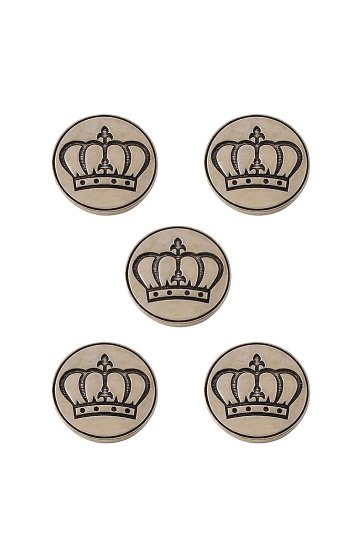 Dark Grey Elite Crown Buttons (Set of 5) by Cosa Nostraa at Pernia's Pop Up Shop