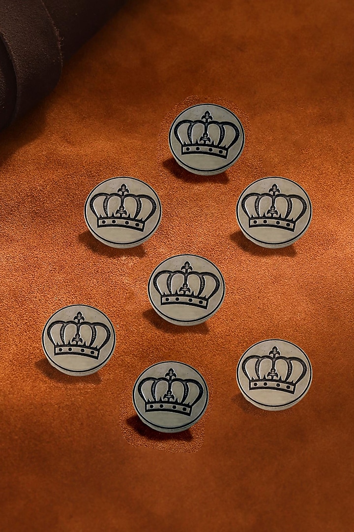 Dark Grey Elite Crown Buttons (Set of 7) by Cosa Nostraa at Pernia's Pop Up Shop