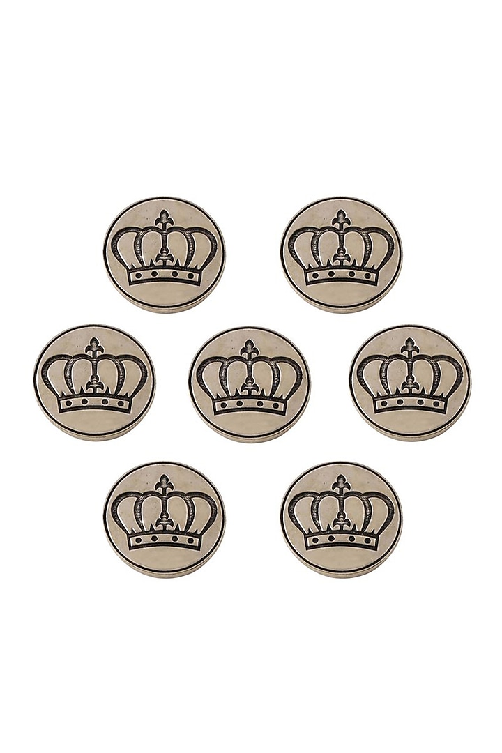 Dark Grey Elite Crown Buttons (Set of 7) by Cosa Nostraa at Pernia's Pop Up Shop