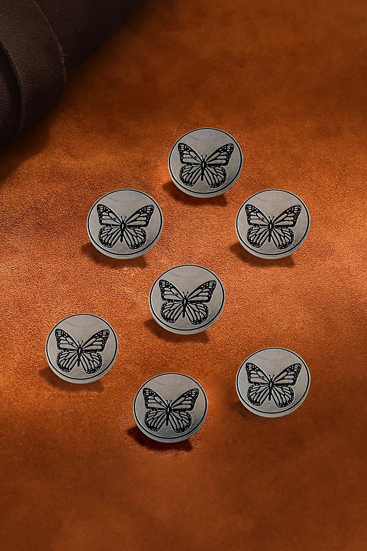 Dark Grey Dainty Butterfly Buttons (Set of 7) by Cosa Nostraa at Pernia's Pop Up Shop