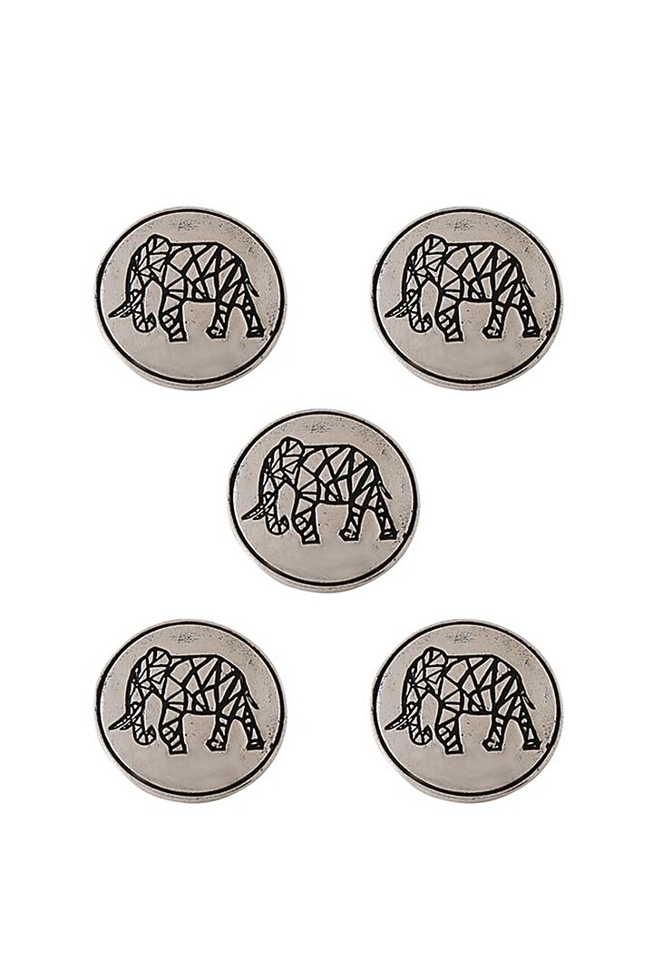 Dark Grey Mighty Elephant Buttons (Set of 5) by Cosa Nostraa at Pernia's Pop Up Shop