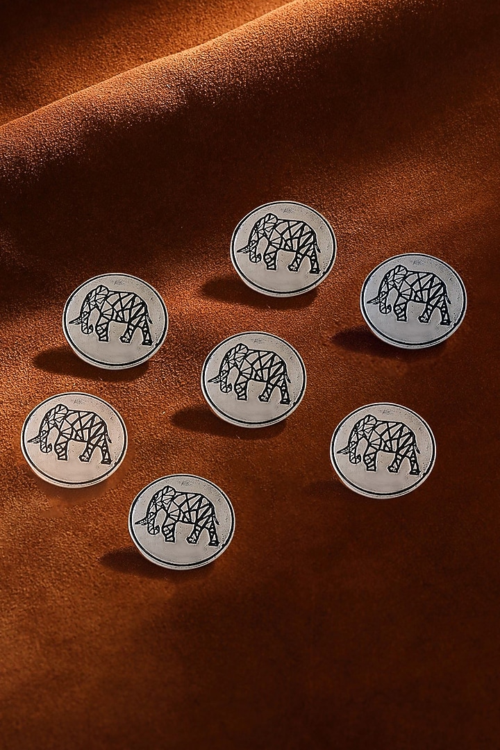 Dark Grey Mighty Elephant Buttons (Set of 7) by Cosa Nostraa at Pernia's Pop Up Shop