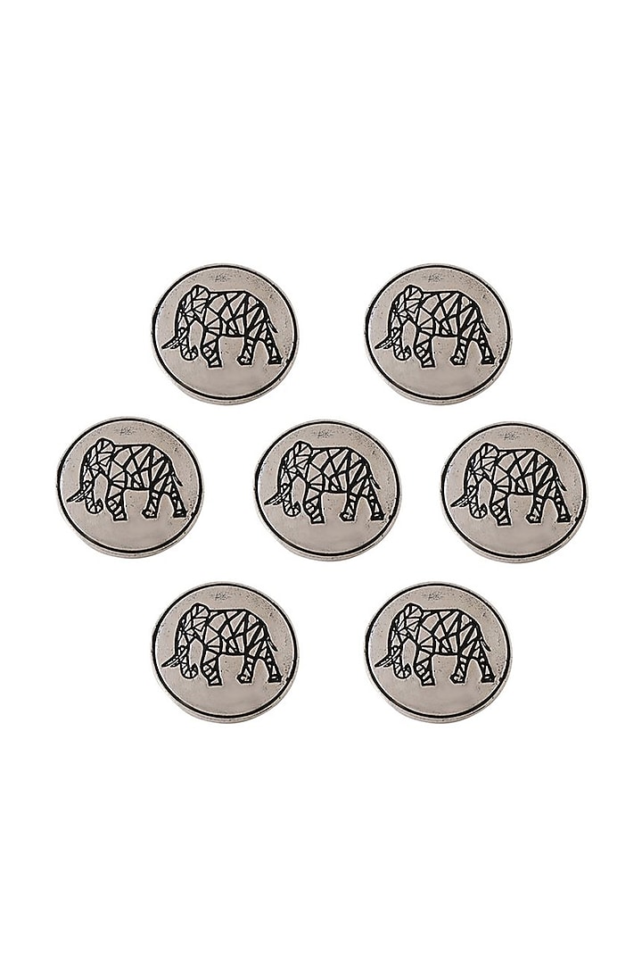 Dark Grey Mighty Elephant Buttons (Set of 7) by Cosa Nostraa at Pernia's Pop Up Shop