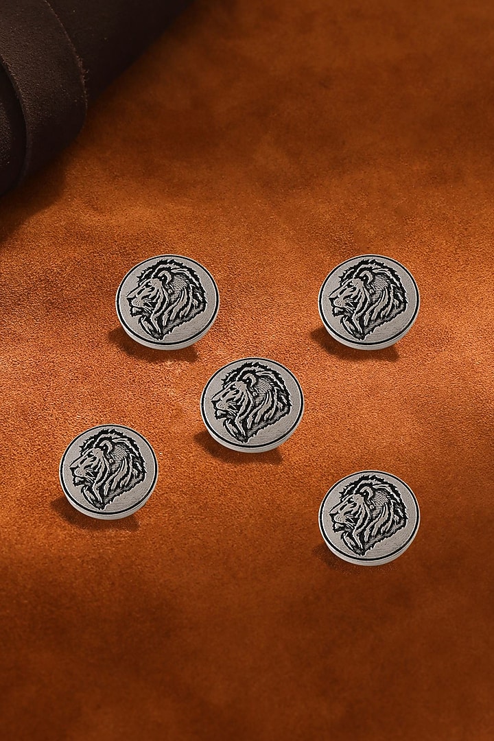 Dark Grey Lion's Mane Buttons (Set of 5) by Cosa Nostraa at Pernia's Pop Up Shop