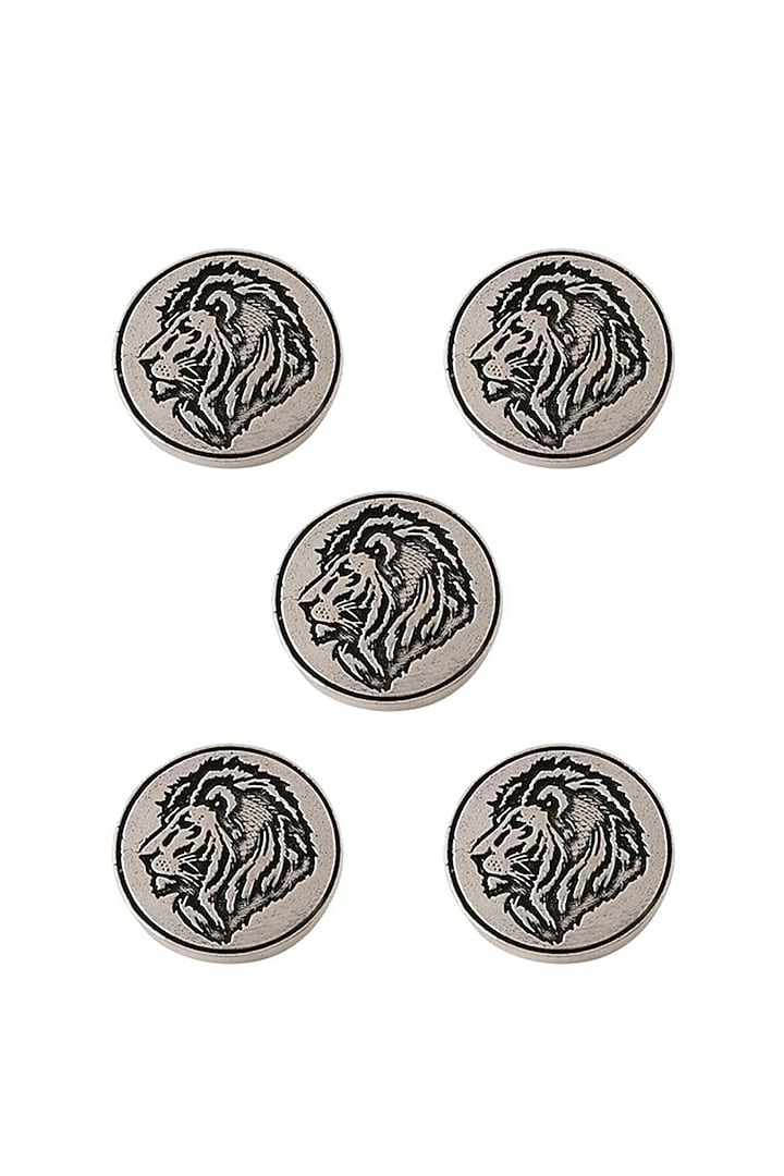 Dark Grey Lion's Mane Buttons (Set of 5) by Cosa Nostraa at Pernia's Pop Up Shop