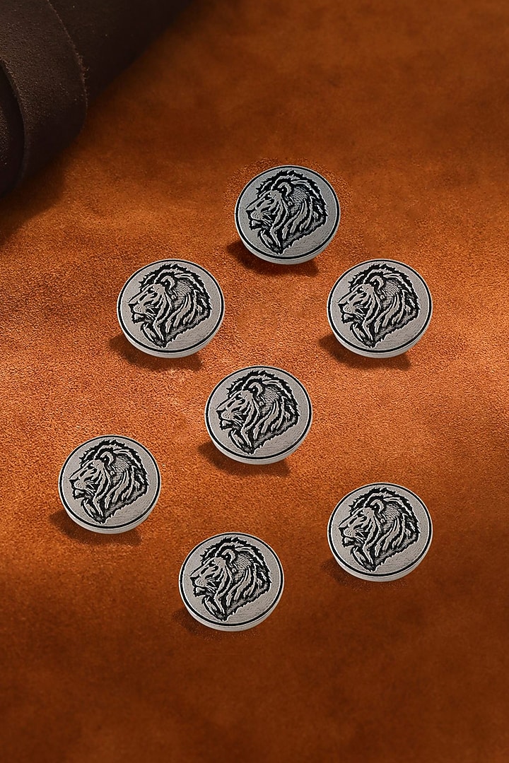 Dark Grey Lion's Mane Buttons (Set of 7) by Cosa Nostraa at Pernia's Pop Up Shop