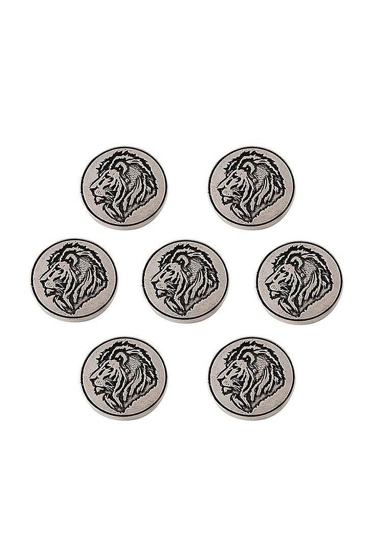 Dark Grey Lion's Mane Buttons (Set of 7) by Cosa Nostraa at Pernia's Pop Up Shop