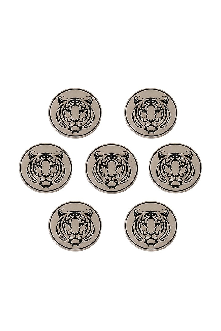 Dark Grey Fiery Tiger Buttons (Set of 7) by Cosa Nostraa at Pernia's Pop Up Shop