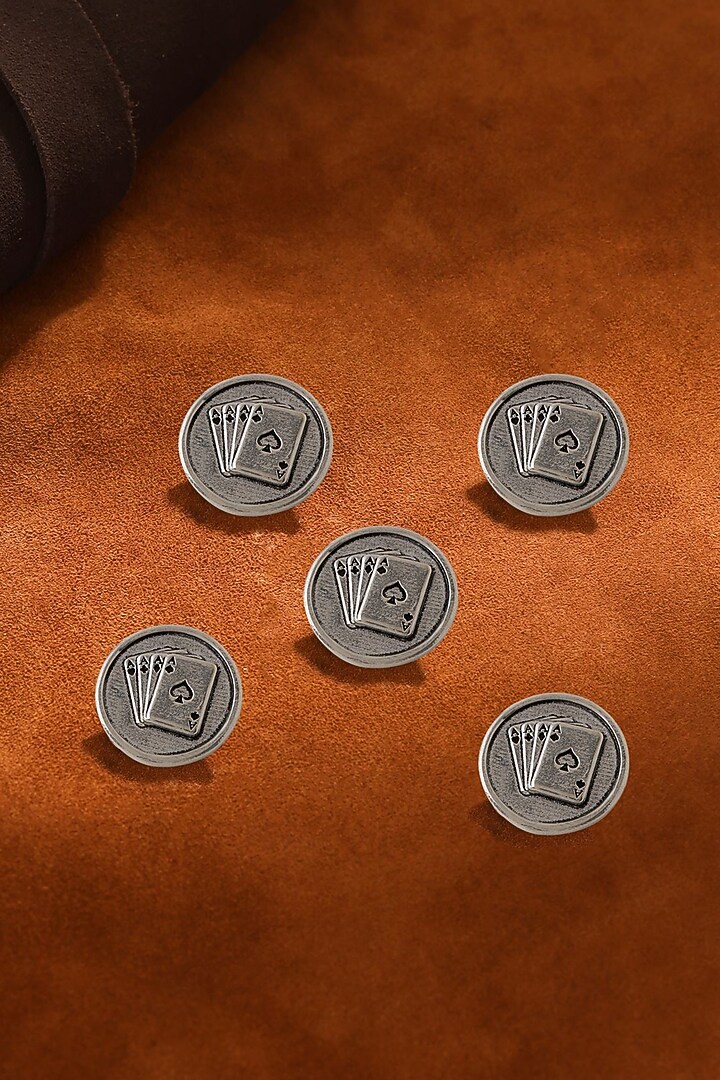 Dark Grey Aces Rule Buttons (Set of 5) by Cosa Nostraa at Pernia's Pop Up Shop