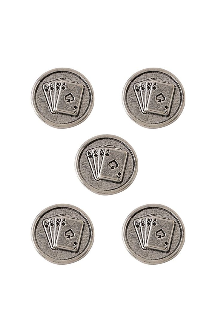 Dark Grey Aces Rule Buttons (Set of 5) by Cosa Nostraa at Pernia's Pop Up Shop
