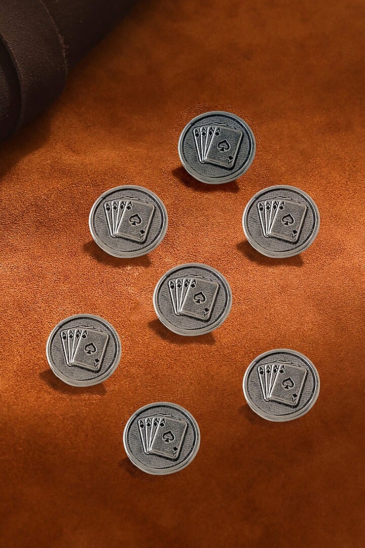Dark Grey Aces Rule Buttons (Set of 7) by Cosa Nostraa at Pernia's Pop Up Shop