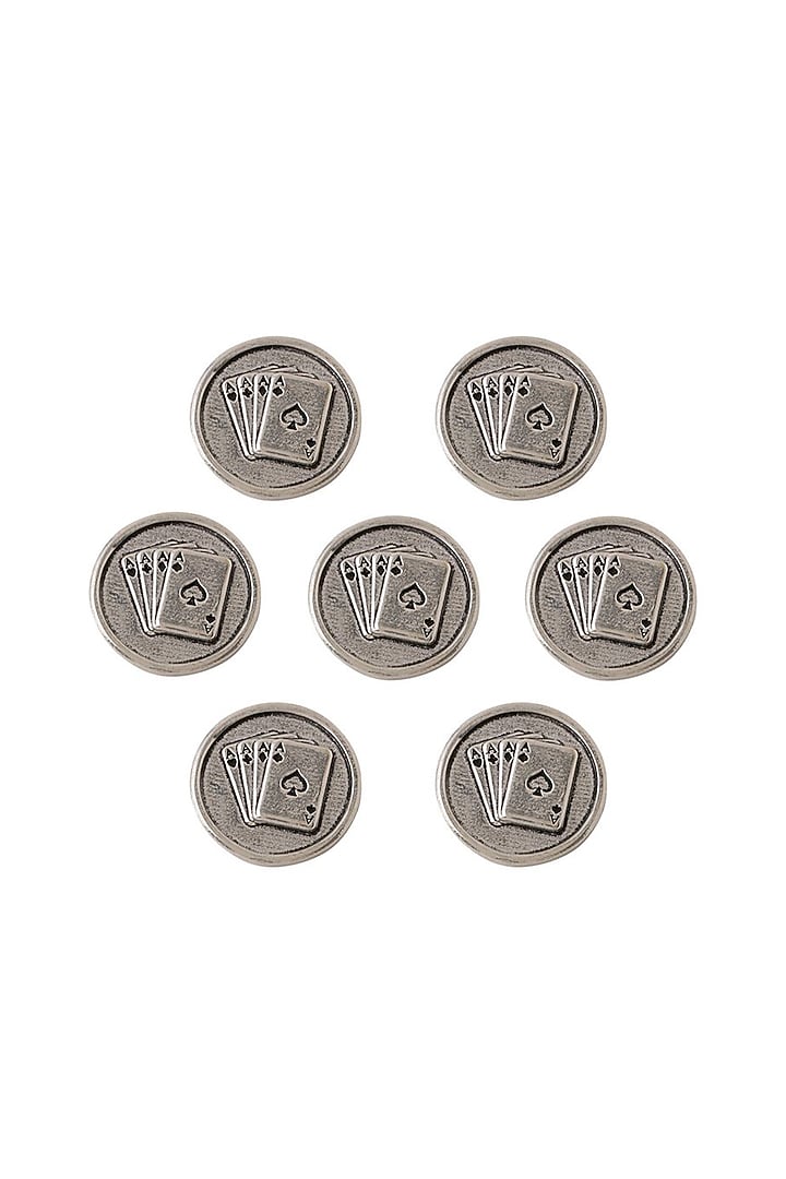 Dark Grey Aces Rule Buttons (Set of 7) by Cosa Nostraa at Pernia's Pop Up Shop