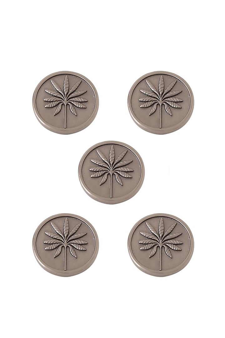 Dark Grey Floral Buttons (Set of 5) by Cosa Nostraa at Pernia's Pop Up Shop