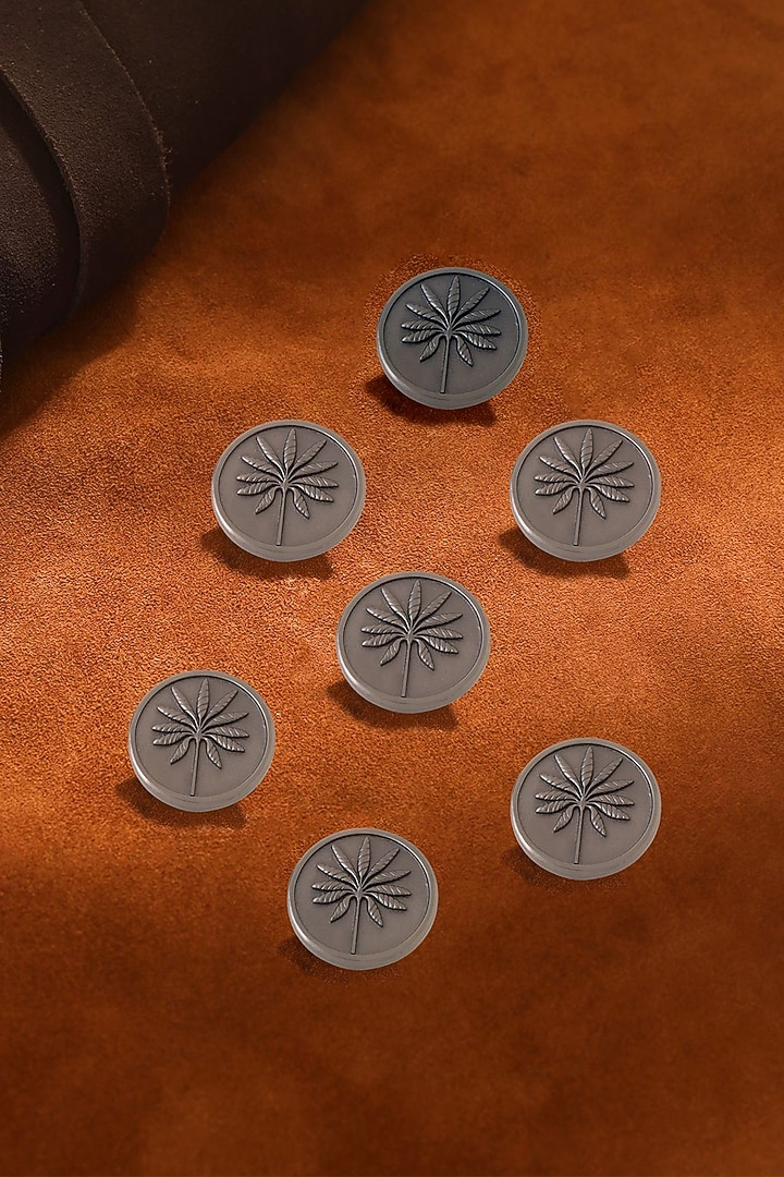 Dark Grey Floral Buttons (Set of 7) by Cosa Nostraa at Pernia's Pop Up Shop
