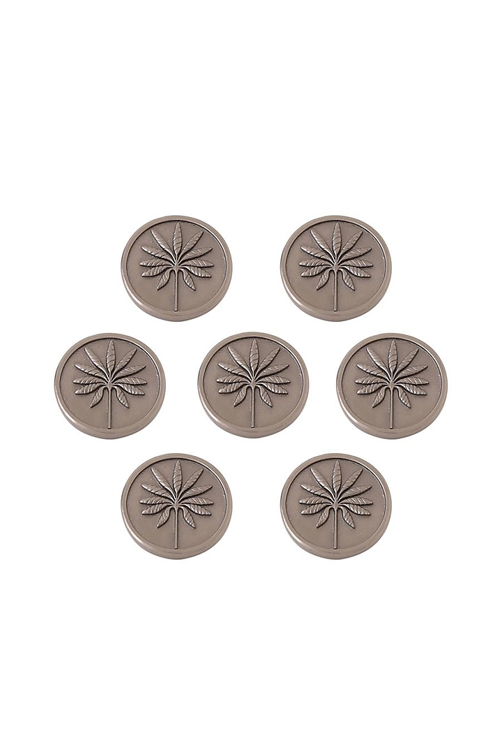 Dark Grey Floral Buttons (Set of 7) by Cosa Nostraa at Pernia's Pop Up Shop
