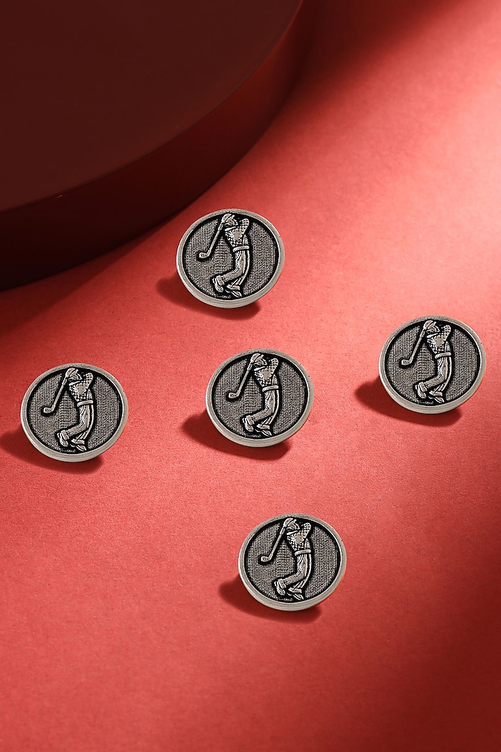 Dark Grey Golfer Buttons (Set of 5) by Cosa Nostraa at Pernia's Pop Up Shop